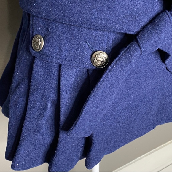 Free People Blue Peplum Military Style Pea Coat Jacket Wool Size 4 - Picture 5 of 16